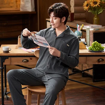 

Winter And Autumn Mens Pyjamas Cotton Long-sleeve Casual Pajamas Green Avocado Men Pajama Set Hedging Plus Size Sleepwear