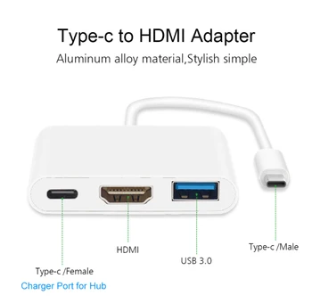 

KEBIDU USBC 3.1 Converter USB C Type To USB 3.0/HDMI/TypeC Female Charger Adapter Cable 4K 1080P for Macbook