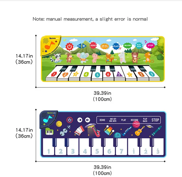 Tapete Teclado Infantil Animais e Notas 100 x 36cm – Loja Flash