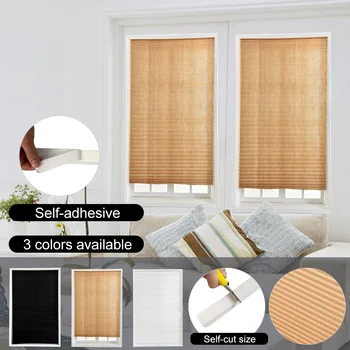 

Urijk Self-Adhesive Pleated Blinds Curtains Half Blackout Windows For Bathroom Balcony Shades For Living Room Home Window Door