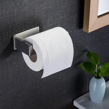 

Behogar Stainless Steel Self Adhesive Wall Mount Toilet Roll Paper Rack Shelf Bracket Hanger for Home Bathroom Lavatory Supplies