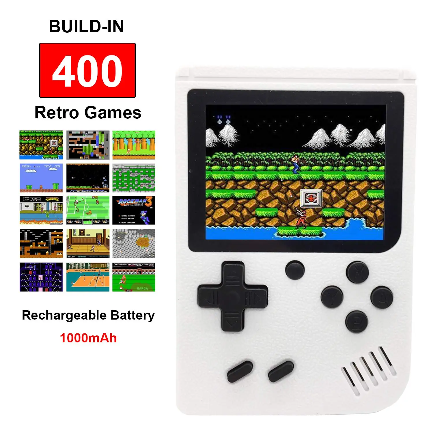 Белая портативная Ретро игровая консоль FC NES с 400 играми 3 дюйма винтажная Gameboy AV TV |