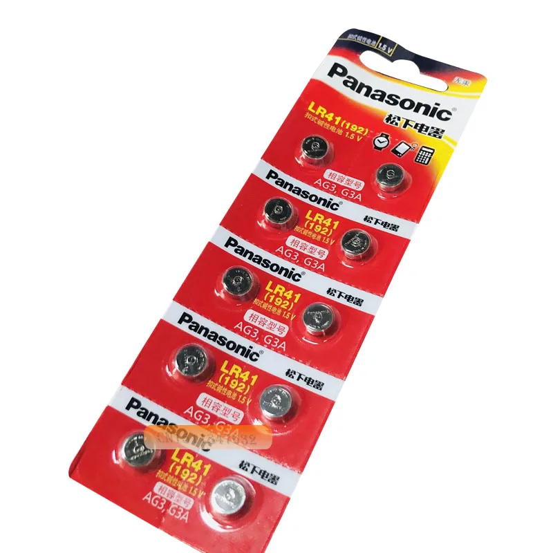 50 шт/5 упаковок PANASONIC LR41 192 AG3 0% Hg 192 392A 1,5 V батареи для калькулятора 0% Hg