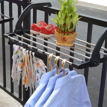 

Stable Folding Balcony Drying Rack Shoes Shelf Iron Hanging Window Shoes Rack Adjustable Airer Towel Laundry Rack Home Storage