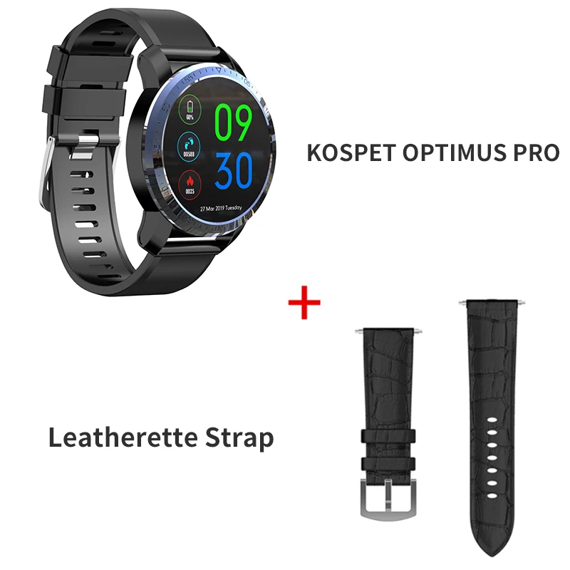 Leatherette Strap KOSPET Optimus Pro 3 ГБ 32 ГБ 800 мАч Bluetooth gps 4G SmartWatch телефон водонепроницаемый 8.0MP 1,3" мужские Смарт-часы для Android IOS - Цвет: Leatherette Strap