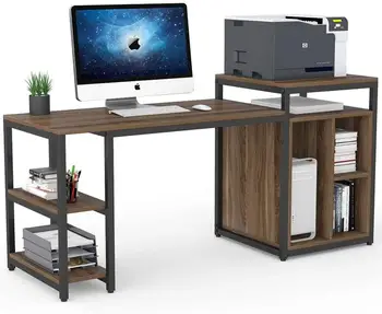 

Desk & Storage Shelf Computer Desk with Printer Stand for Home Office