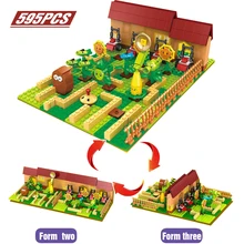 2020 New PVZ Building Blocks Set Plants Vs Zombies Farm Maze Mini Mutants Action Figures Toys For Children Gifts promotion 10pcs set 4 8cm plants vs zombies pvz game model collection figures plants zombies action figure toys