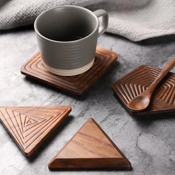 

Teacup Insulation Pad Coffee Cup Pad Black Walnut Solid Wood Cup Holder Heat-Proof Pad Tea Art Road Accessories