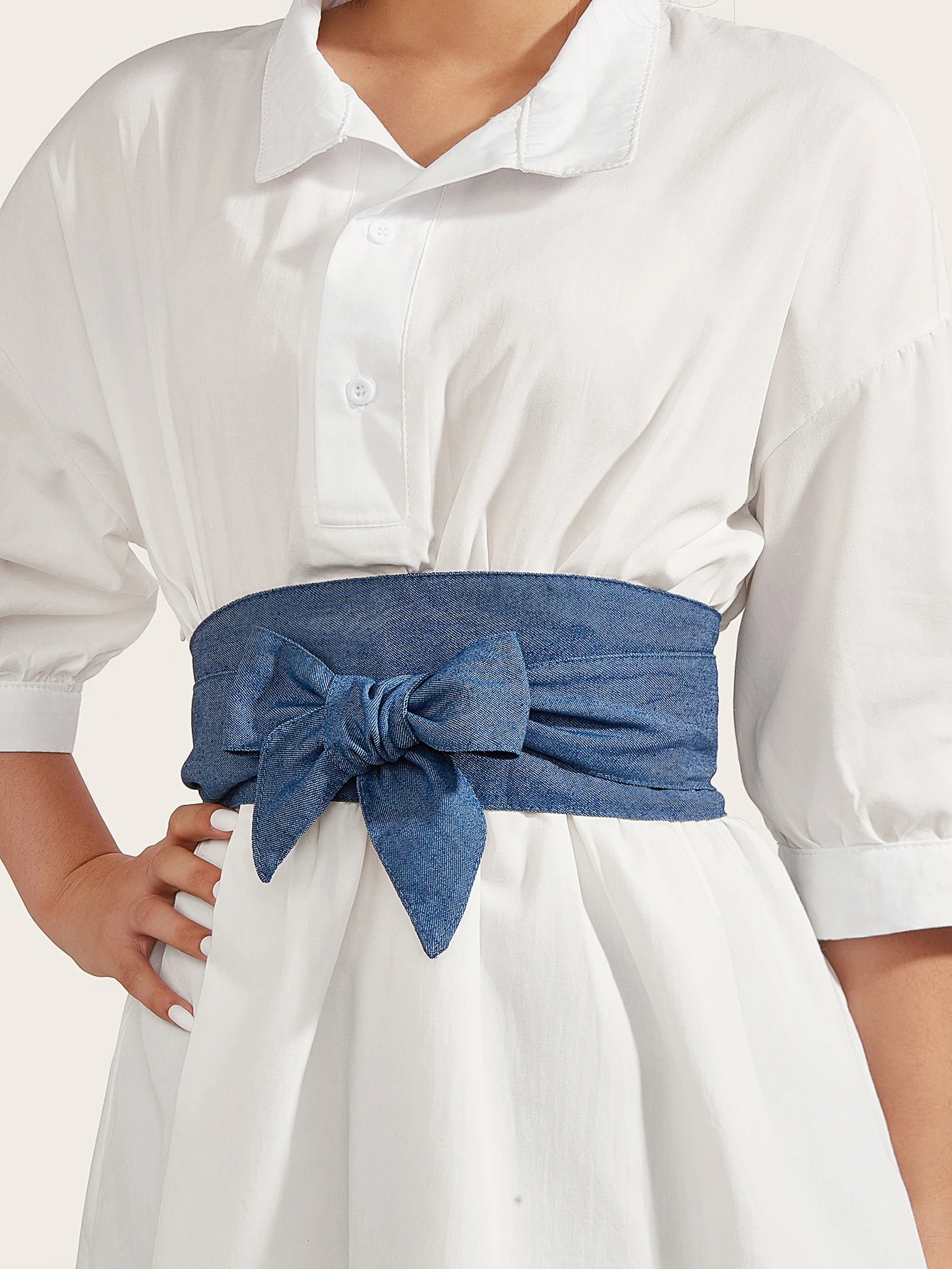 

Fashion designer dress new female fashion all-match blue denim belt long waist wide denim bowknot personality ladies accessories