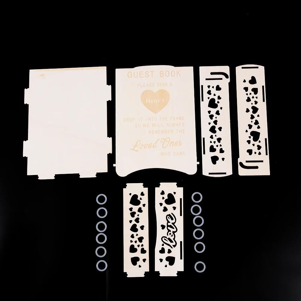 

Wooden Box Heart Drop Cards Holder Gift Favor Present Hotel Guest Book Decorative Message Storage Organizer