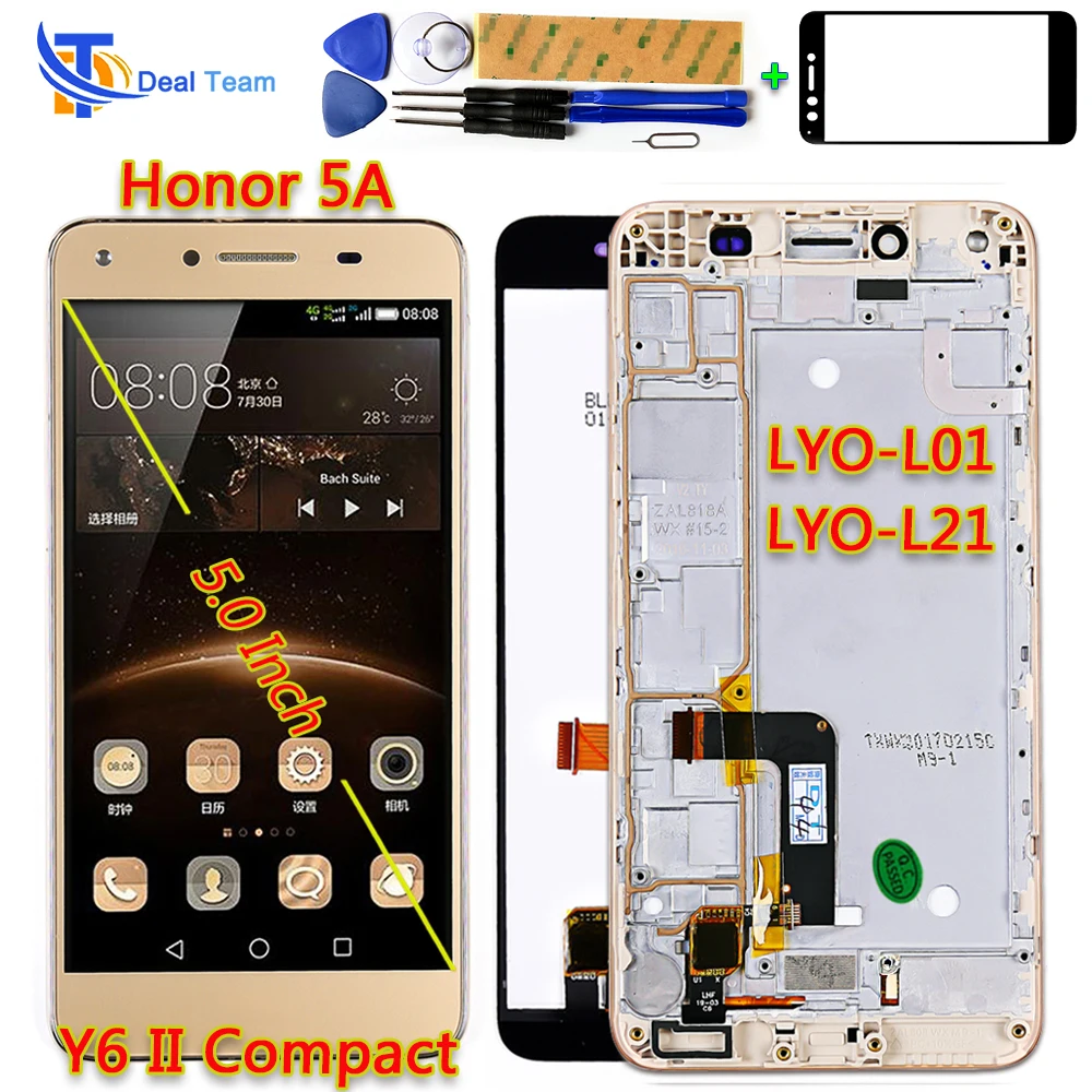 

Deal Team 5.0 inch LCD Display For Huawei Honor 5A Y6 II Compact LYO-L01 LYO-L21 Touch Screen Digitizer Assembly Frame with Tool