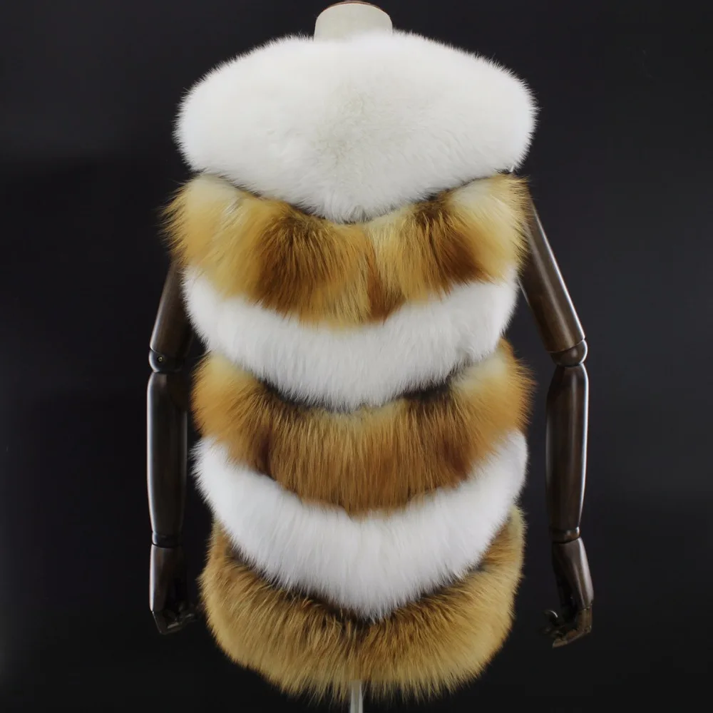 winter women real fur vest lady natural fox fur coat sleeveless warm fashion fur gilet female vest brand customized