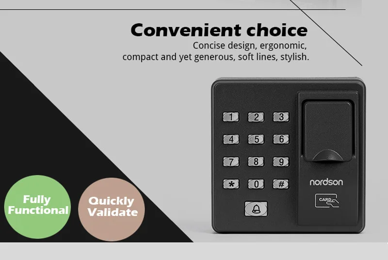 Nordson Original Door Standalone RFID Biometric Fingerprint Access Control Device Connect Electric Lock/Exit Button/Doorbell