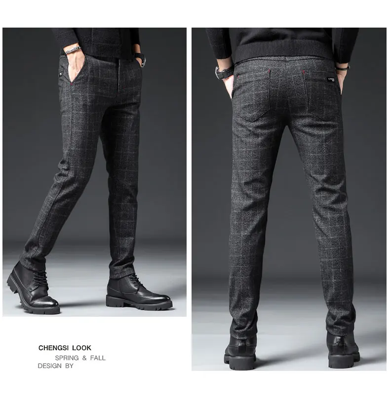 Брюки мужские корейские хлопковые утолщенные Pantalon Homme всесезонные мужские банкетные Свадебные офисные брюки плюс размер брюки карго мужские