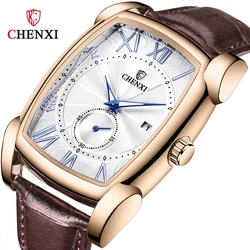 CHENXI Reloj de pulsera de cuarzo para hombre, resistente al agua, con espejo cuadrado, estilo caliente, informal, luminoso, con calendario, cronómetro