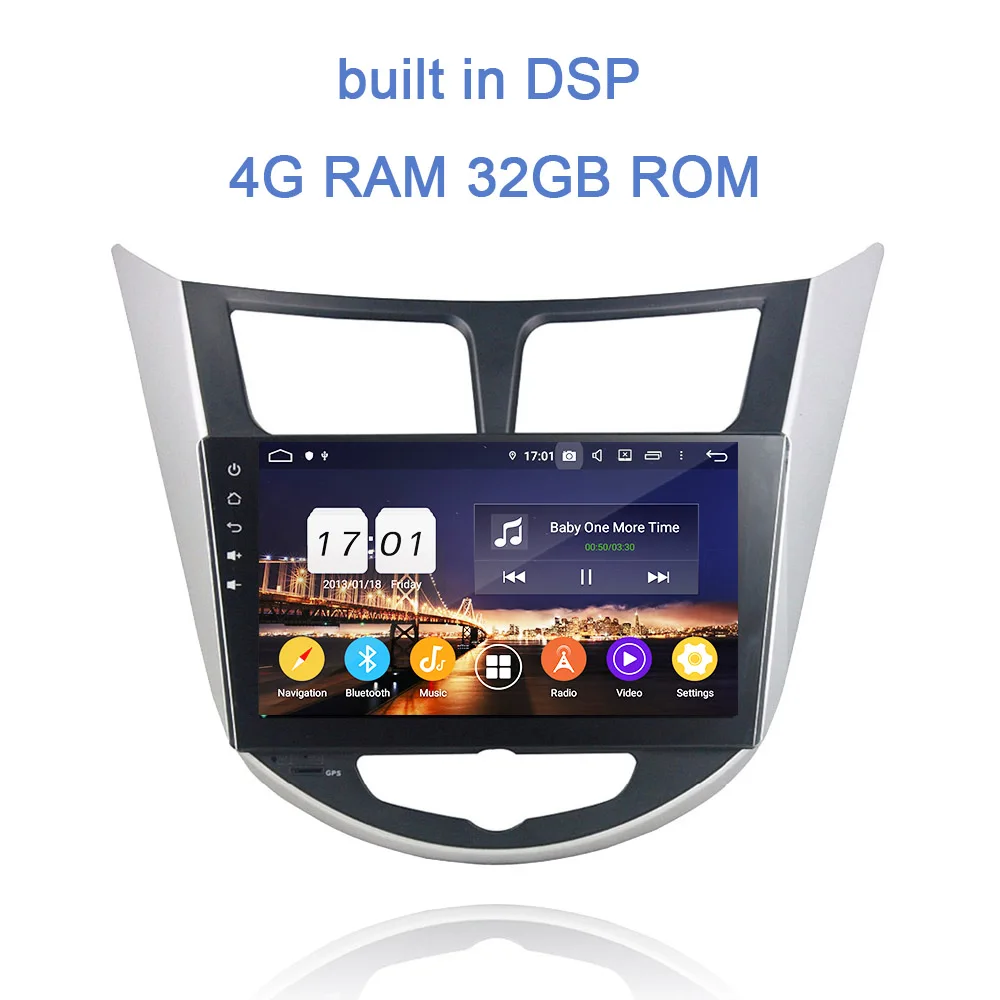 PX6 DSP 10," 2 din Android 9,0 Bluetooth 4,2 4 Гб ram автомобильный dvd-плеер gps Авторадио для hyundai Verna Accent Solaris 2011-2012 - Цвет: with 32GB ROM