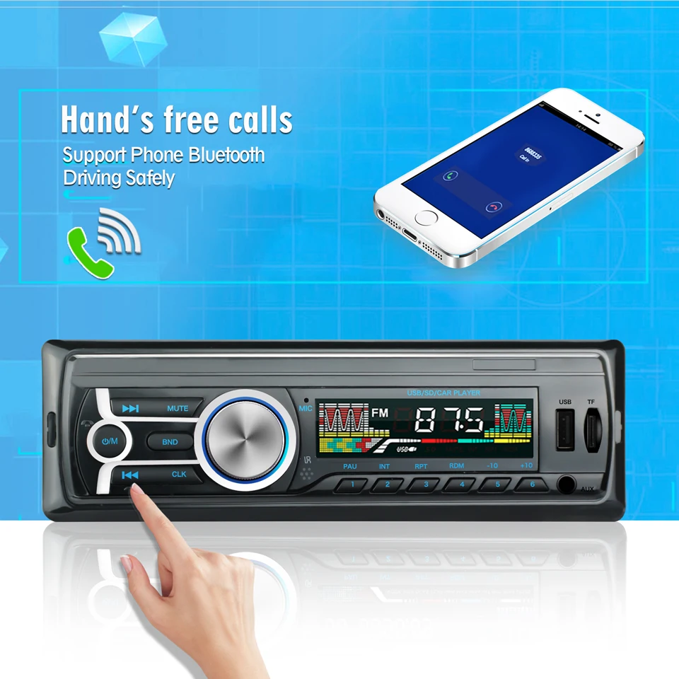 Автомобильный Радио стерео плеер Bluetooth телефон аудио Авто AUX-IN MP3 FM/AM/USB/1Din/пульт дистанционного управления 12 В универсальная JQ1784