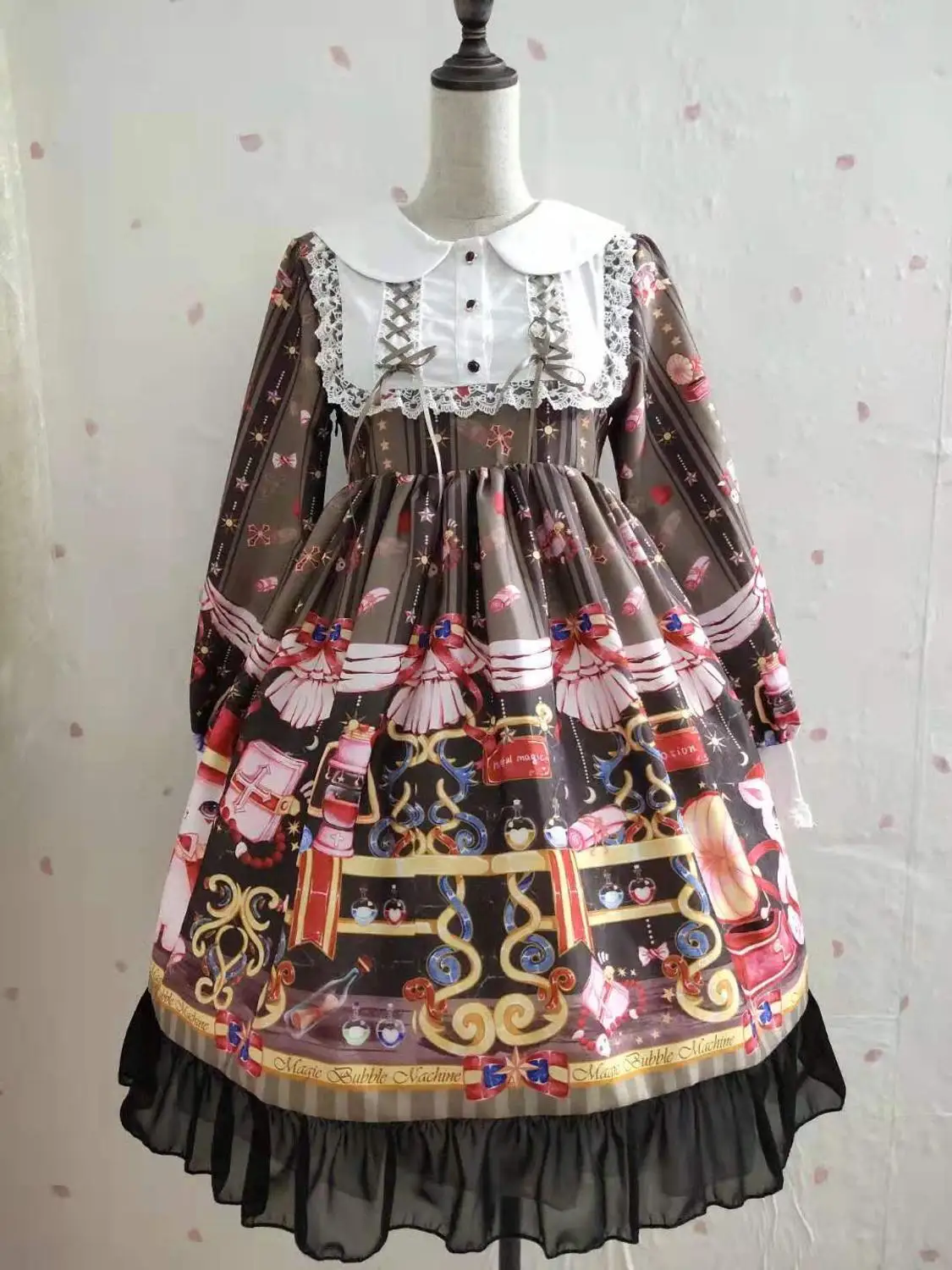 Kawaii Лолита платье мягкие японские игрушки Лолита волшебный кот милое платье с длинными рукавами