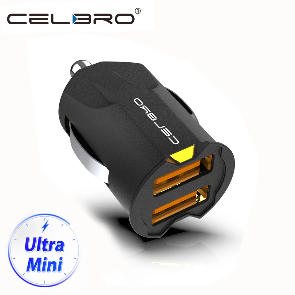 Миниатюрное автомобильное зарядное устройство с двумя USB-портами 2 А для iphone
