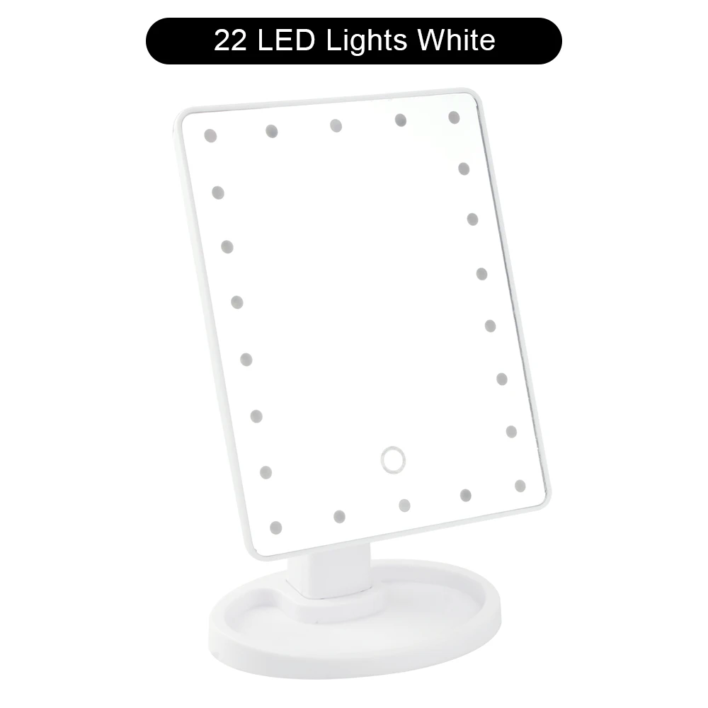 WH 22LED Lights Зеркало для макияжа с 16/22 светодиодный светильник с сенсорным экраном роскошное зеркало 1X10X увеличительное гибкое зеркало с двойной регулируемой мощностью - Цвет: WH 22LED Lights