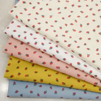 

2020 Spring and Summer New Fruit Strawberry Cute Printed Fabric Gril's Dress Jacquard Texture Fabric