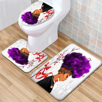 

African Women's Bathroom Mat Three-Piece Bathroom Carpet Toilet Mat Set Door Mat Bathroom Non-Slip Mat Spot