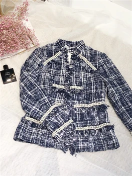 

New heavy coat pearl shorts suits female goddess temperament socialite fan braided tweed