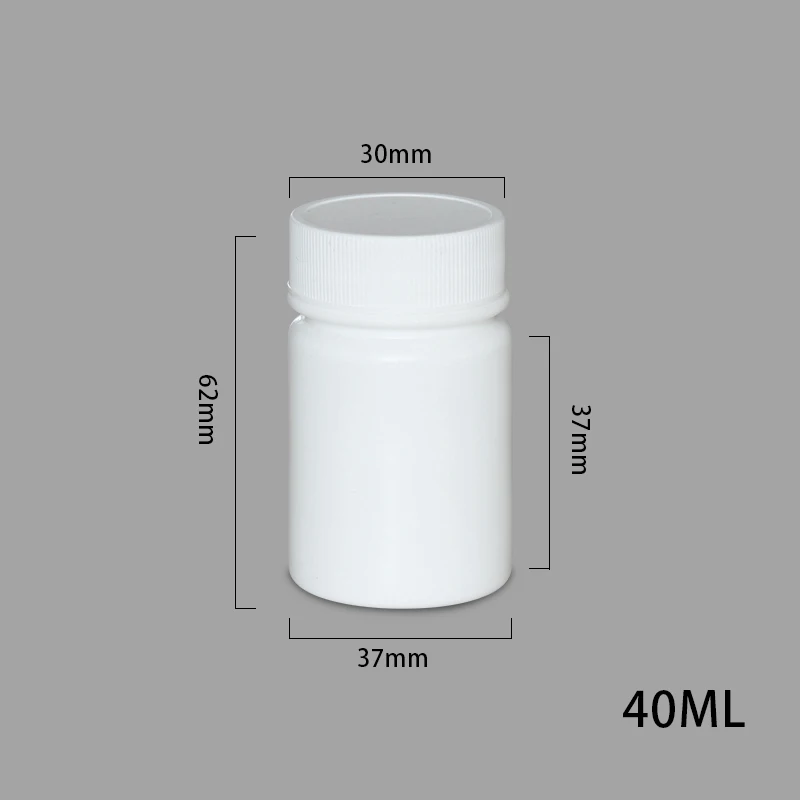 20 штук медицинской бутылки с винтовой крышкой пластиковый контейнер для таблеток, капсулы для безопасности пищевых продуктов HDPE бутылки 20 мл-200 мл - Цвет: 20 set of 40ML