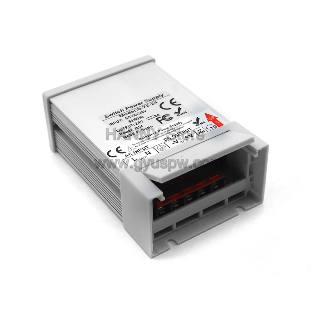 Непромокаемые Питание 24V 3A 72 Вт Трансформеры AC-DC 24V Открытый Мощность адаптер для Светодиодные ленты модули светильник монитор