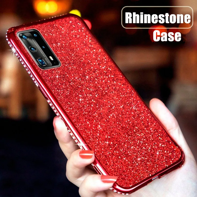 Ultra Thin Rhinestone Glitter Case For Huawei Honor 30 8X 9X V30 P40 P30 Pro Mate 20 Nova 7 6 Soft TPU Cover Bling Diamond Shell |