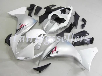 

4 Free Gifts New ABS Full Tank Fairing Fit For Yamaha YZF1000 R1 2009 2010 2011 2012 YZF R1 Custom Fairings Kit White Silver