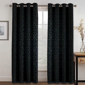 

Home Solid Black Stripe Printed Curtain Living Room Bedroom Curtain Home Decoration Curtain Adult Children's Curtain