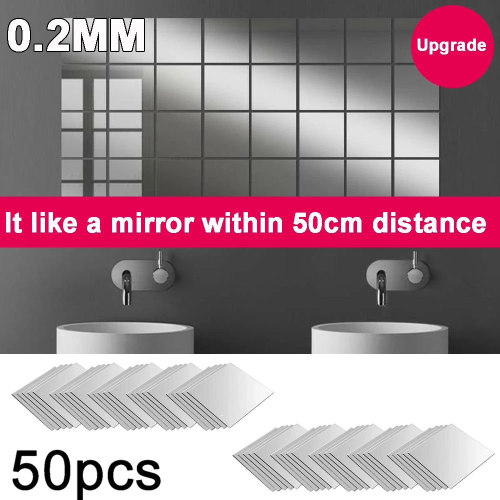 1mm Thicken 15cm x 15cm Acrylic Mirror Tiles Wall Sticker Square