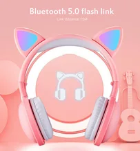 Wireless LED Cat Cute Ea Headphone e Kid Girls Noise Canceling Line Type Headset Folding Headset Bluetooth Earphon For Android