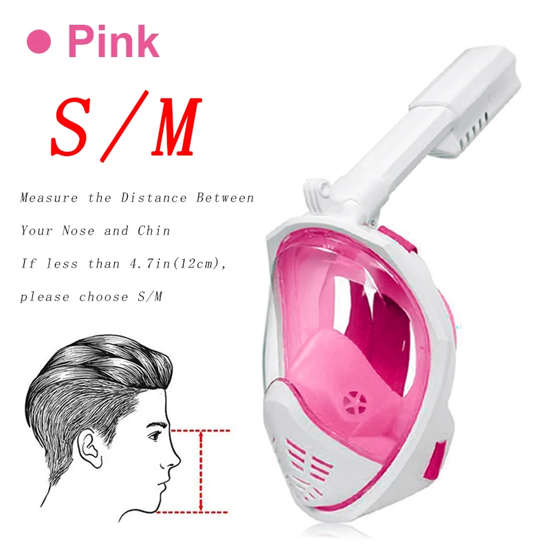 Pink S-M Маска для подводного плавания, подводная противотуманная маска для лица, для взрослых, для детей, для плавания, трубка, аксессуары для дайвинга, для экшн-камеры - Цвет: Pink S-M