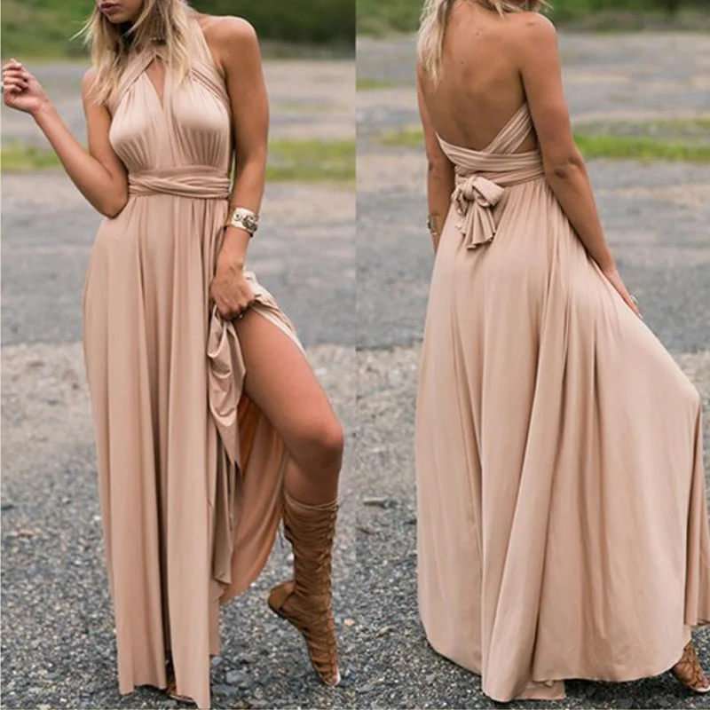 Sexy Long Dress Bridesmaid Formal Multi Way Wrap Convertible Infinity Maxi Navy Blue Hollow Out Party Bandage Vestidos | Женская одежда