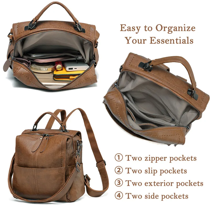 VASCHY Backpack Purse for Women Fashion 
