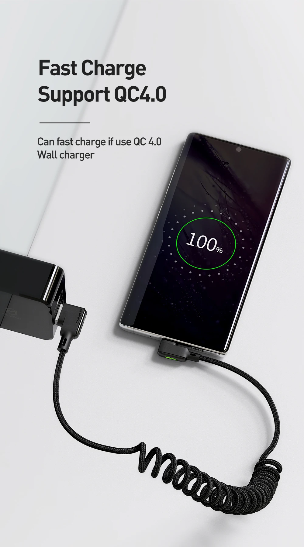 Mcdodo Выдвижной Автомобильный пружинный USB кабель type C 3A для huawei Xiaomi samsung S10 One Plus Quick Charge 4,0 светодиодный кабель для зарядки и передачи данных