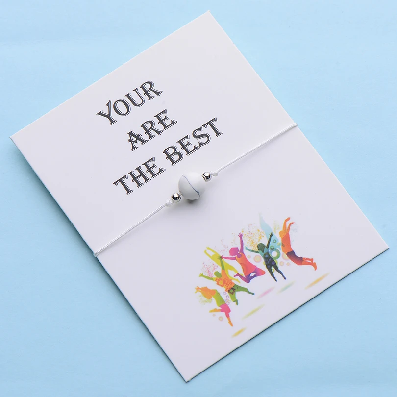 2 IYOE Wish Card вы лучшие очаровательные каменные бусины браслеты для женщин мужчин детей ручная плетеная Красная Нить Браслет Дружбы подарочный - Окраска металла: 2
