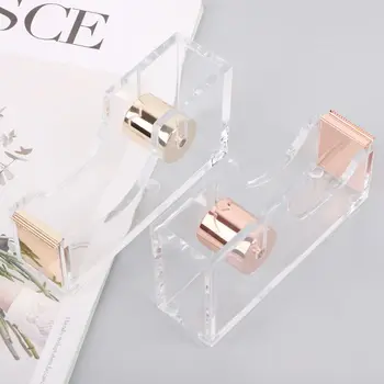 

Luxury Clear Acrylic Ribbon Adhesive Band Washi Tape Dispenser Cutter Desktop Stationery 2 Colors AXYF