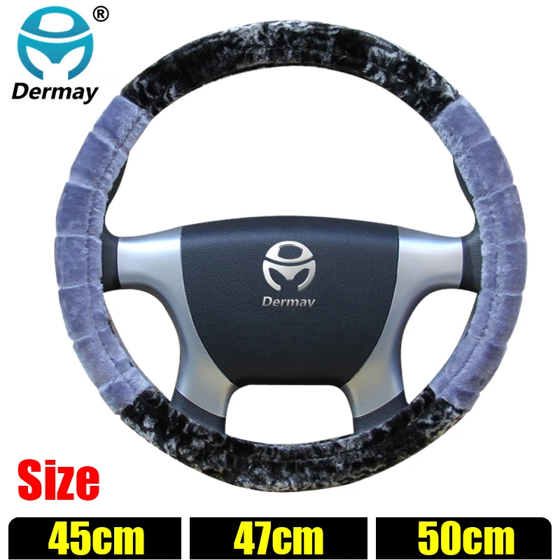 45cm 47cm 50cm Winter Warm Plush Black Gray Car Steering Wheel Cover for Suvs Bus Scania Non-slip Free Shipping | Автомобили и