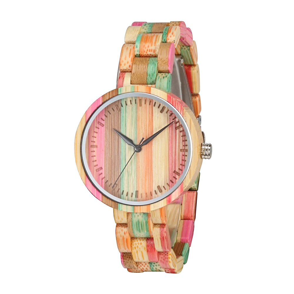 

Colorful Bamboo Watch Casual Men Luxury Chronograph Sport Outdoor Japan Quartz Movement Waterproof Four Colors Watches