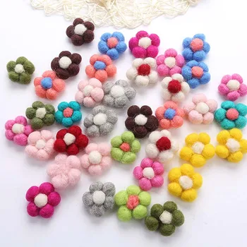 

5pcs Wool Needle Felt Flower Handmade Wool Flower for DIY Fashion Jewelry Hair Garment Accessories flores fieltro de lan
