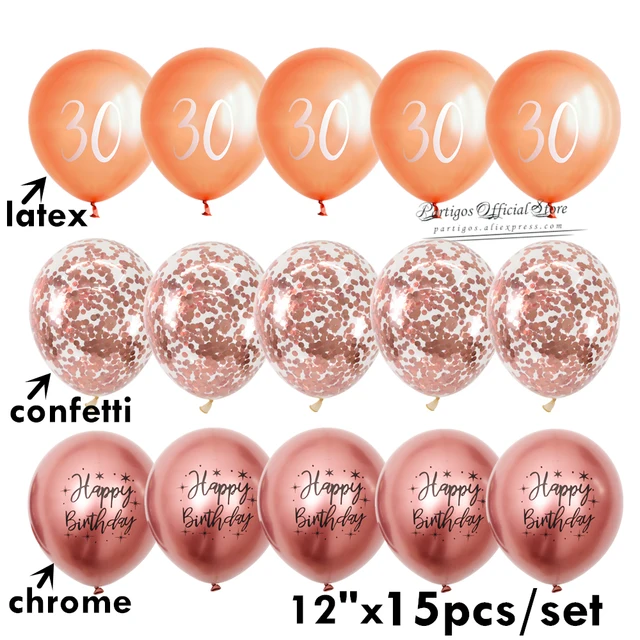 15Pcs/Set 12/16Inch Mixed Rose Gold Foil Letter Balloons 30th Birthday Party Decorations So Happy Im Thirty Balls Banners Chrome set 2