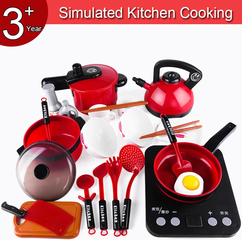 

Children Pretend Play Kitchen Toys Girl Boy Simulation Kitchen Utensils Tableware Cooking Cookware Pot And Pan Educational Toys