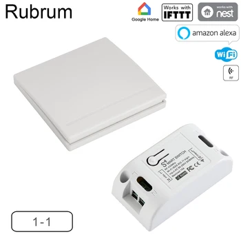 

Rubrum WiFi Switch RF 433MHz 10A/2200W Timer Wireless Push Switch 86 ON/Off Switch Panel For Tuya Google Home Amazon Alexa Light
