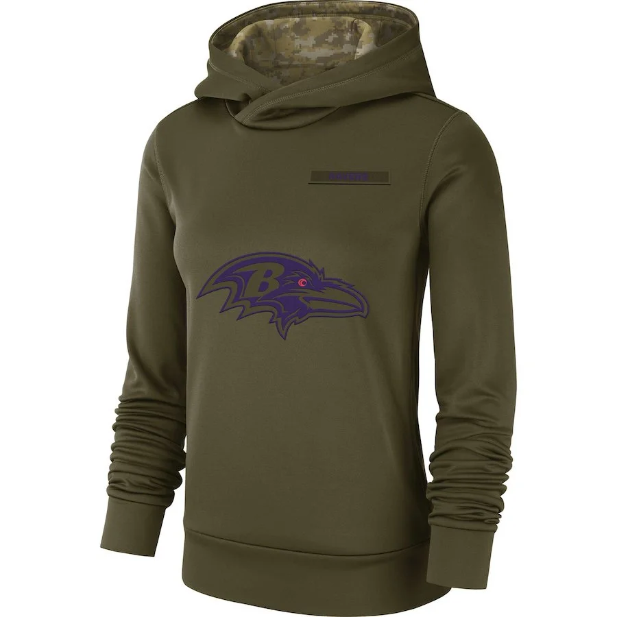 Baltimore Толстовка Ravens Салют для обслуживания Sideline Therma Производительность пуловер Американский футбол толстовка оливковый