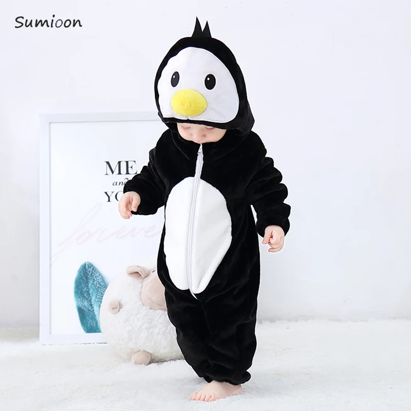 

2019 Winter Baby Rompers Baby Boy Clothes Hooded Baby Girl Costume Animal Penguin Overalls Infant Clothing Newborn Baby Jumpsuit