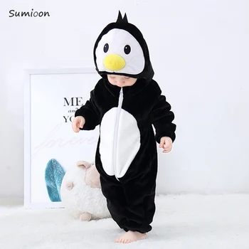 

2020 Winter Baby Rompers Baby Boy Clothes Hooded Baby Girl Costume Animal Penguin Overalls Infant Clothing Newborn Baby Jumpsuit