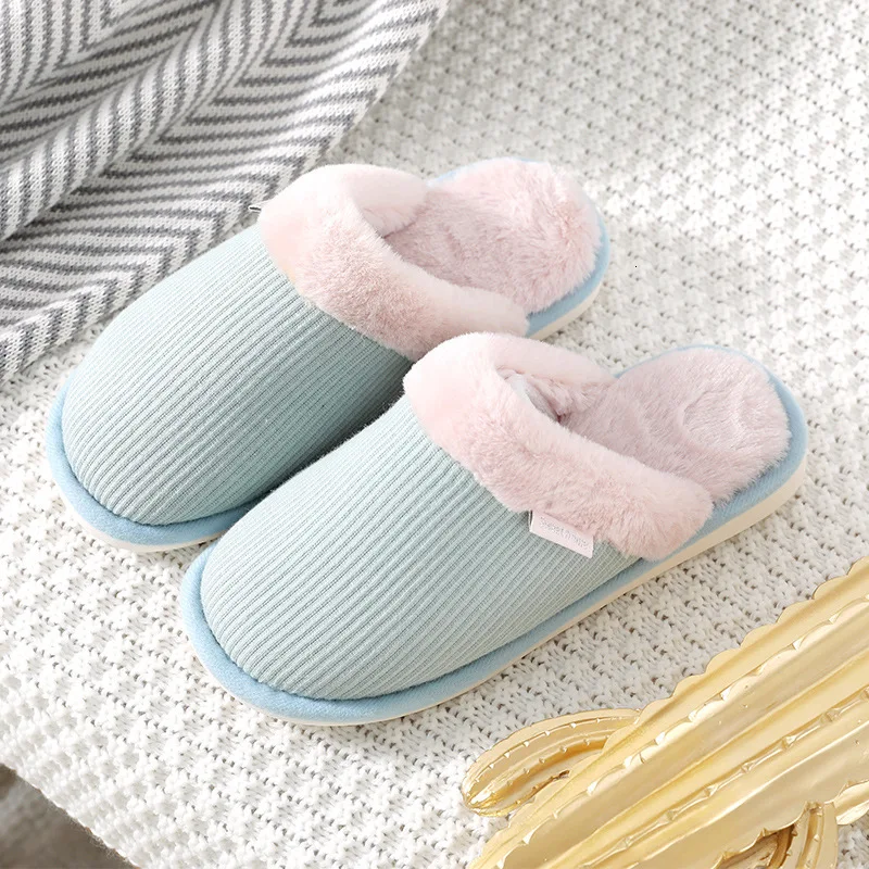 Winter Slippers Men Warm Plush Shoes Indoor Male Home Slippers With Fur Unisex Bedroom Floor Flip Flops For Lovers Non-slip